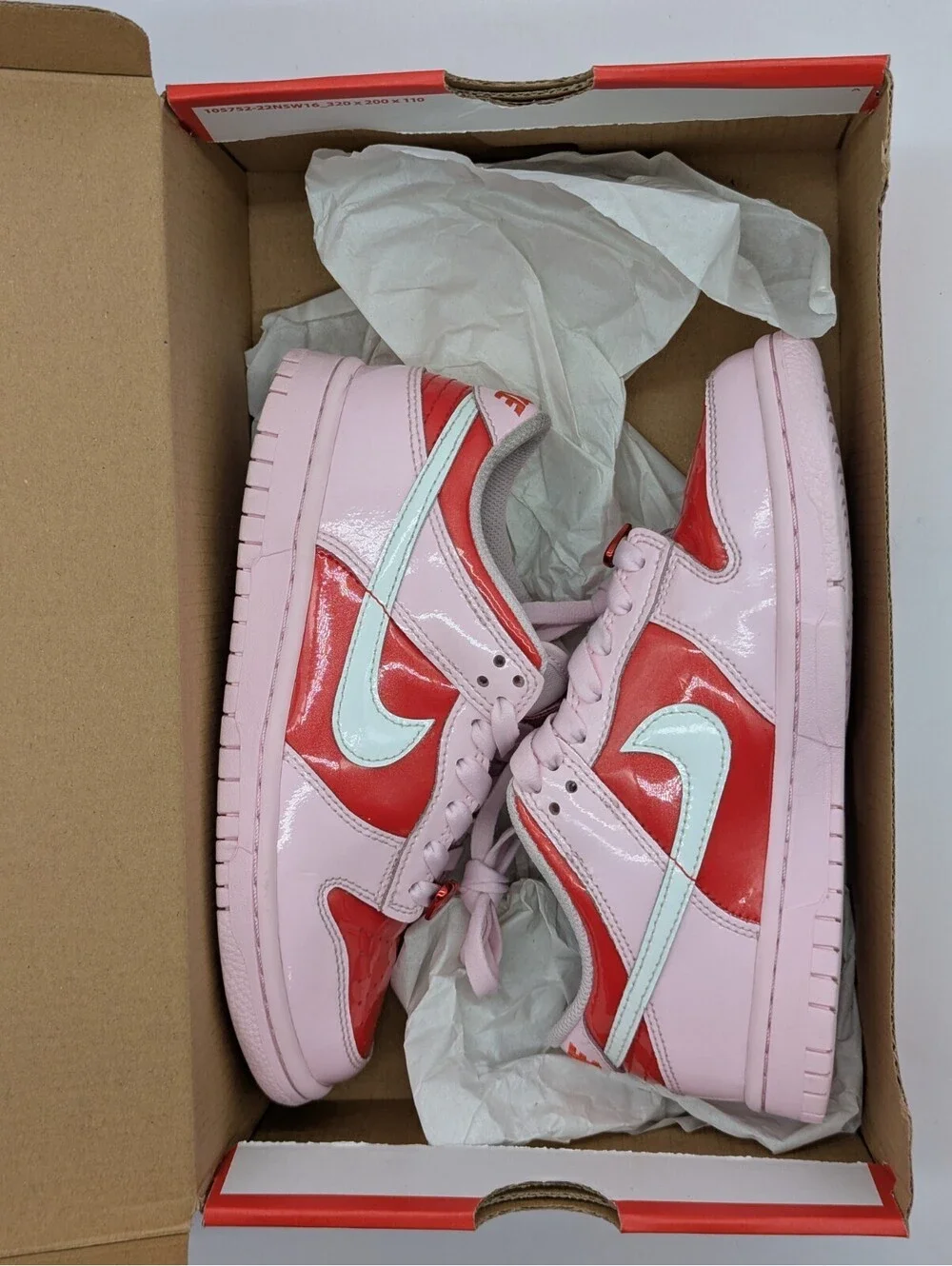 Nike Dunk Low Valentine's Day Red Pink Girls Size 3.5Y / Women's 5 IQ0218-663